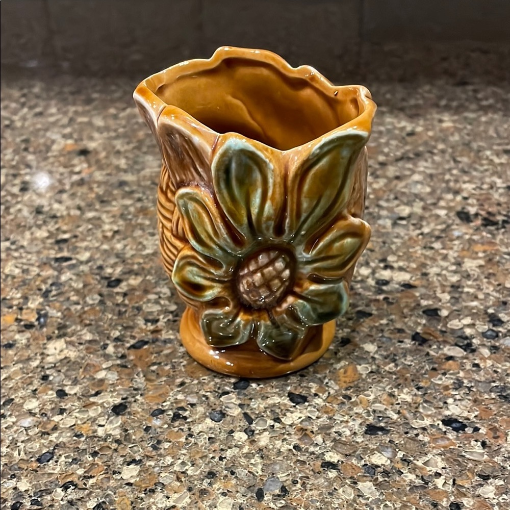 Vintage MCM Basketweave Floral Sealy Quality Japan Mini Vase Toothpick Holder